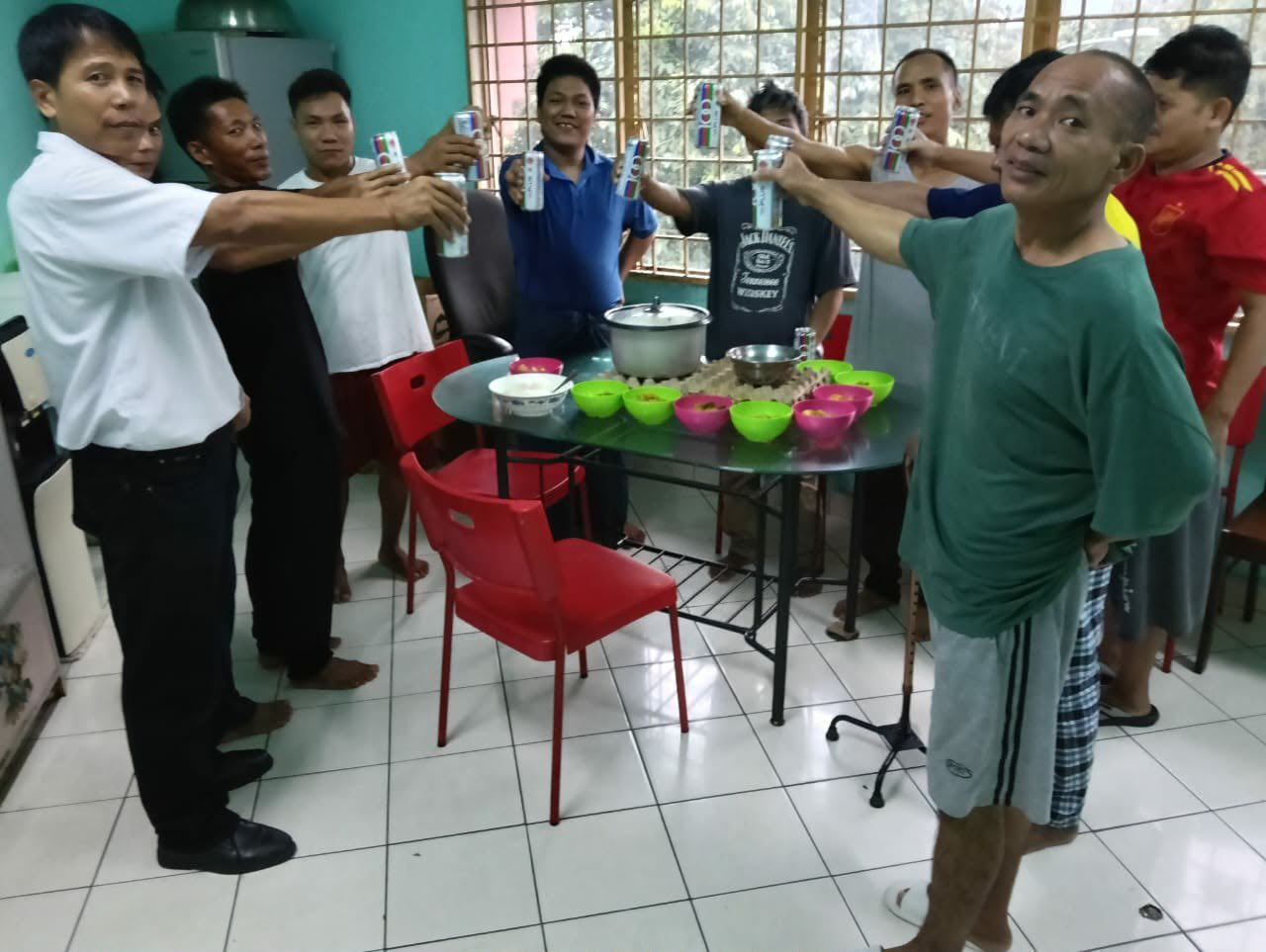 Shelter residents celebrating together